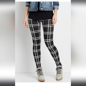 Maurices Black Plaid Fleece Lined Legging